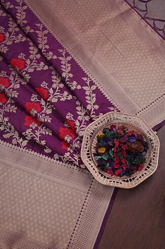 DEVANGI Women's Woven Jacquard Banarasi Silk Printed Dupatta/Chunni with Meena Work in Saudi Arabia