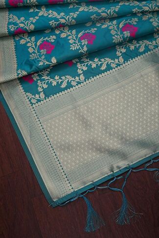 DEVANGI Women's Woven Jacquard Banarasi Silk Printed Dupatta/Chunni with Meena Work in Saudi Arabia