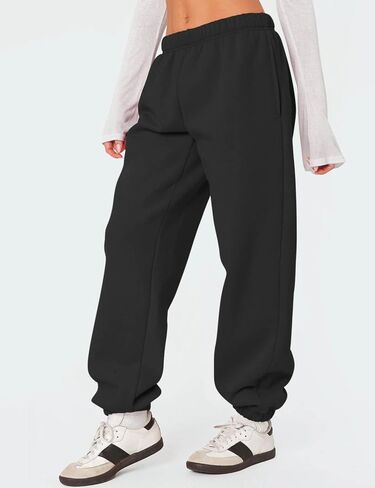 HeSaYep Women's Fleece Lined Sweatpants Thermal Winter High Waisted Sweat Pants Interior Drawstring Baggy Jogger Pants in Kuwait