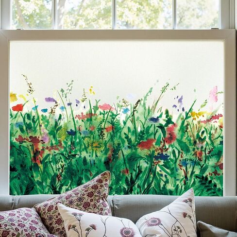 Window Privacy Film,Colorful Floral Window Stickers,Removable DIY Bouquet Static Clings, Decals for Home School Office Party Supplies, Wildflower Reverie‌, 17.5 x 78.7 in in Saudi Arabia