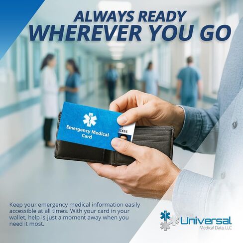 Emergency Medical Alert Informations ID Wallet Cards with Protective Tyvek Sleeves – Recognizable Star of Life Symbol for First Responders, Pocket Size, Pack of 4 in Saudi Arabia