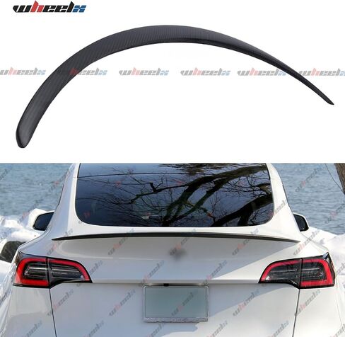Real Carbon Fiber Rear Spoiler Compatible with 2020-2024 Tesla Model Y, P Style Duckbill Trunk Exterior High Kick Tail Deck Lid Splitter Wing Lip (Glossy) in Saudi Arabia