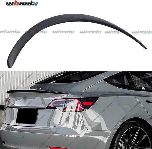 Real Carbon Fiber Rear Spoiler Compatible with 2020-2024 Tesla Model Y, P Style Duckbill Trunk Exterior High Kick Tail Deck Lid Splitter Wing Lip (Glossy) in Saudi Arabia