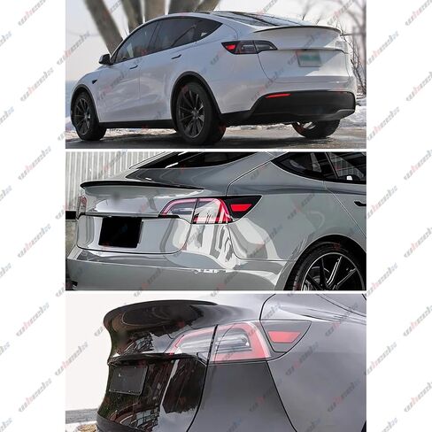 Real Carbon Fiber Rear Spoiler Compatible with 2020-2024 Tesla Model Y, P Style Duckbill Trunk Exterior High Kick Tail Deck Lid Splitter Wing Lip (Glossy) in Saudi Arabia