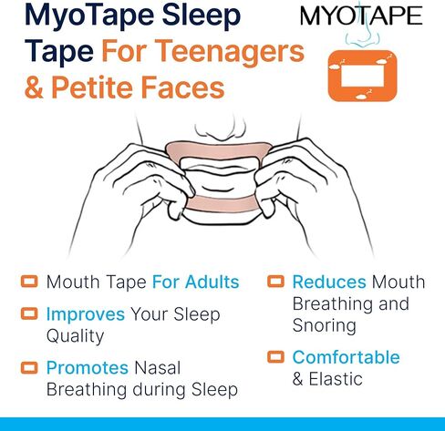 MyoTape Sleep Tape for Teenagers & Petite Faces - Improves Your Sleep Quality - Promotes Nasal Breathing During Sleep - Reduces Mouth Breathing and Snoring - Comfortable & Elastic (M) in Saudi Arabia