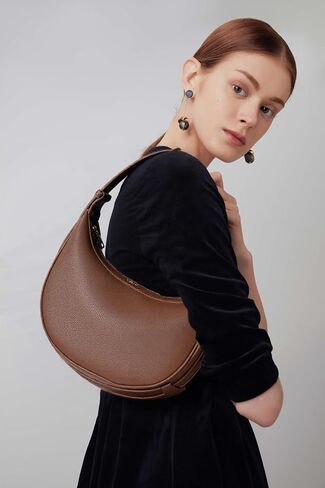 Shoulder Purses for Women Leather Crescent Handbag Mini Clutch Purse with Adjustable Strap Zipper Closure in Saudi Arabia