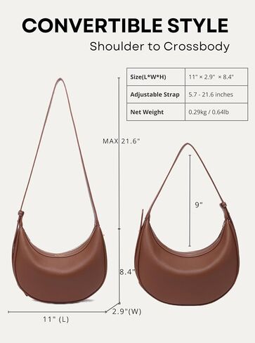 Shoulder Purses for Women Leather Crescent Handbag Mini Clutch Purse with Adjustable Strap Zipper Closure in Saudi Arabia