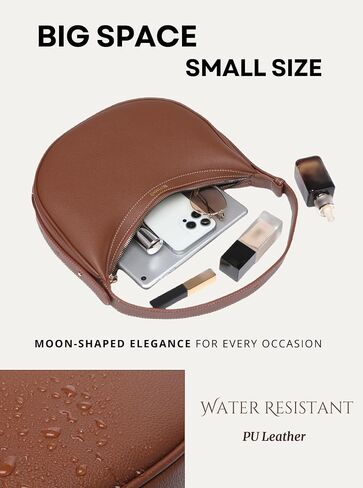 Shoulder Purses for Women Leather Crescent Handbag Mini Clutch Purse with Adjustable Strap Zipper Closure in Saudi Arabia