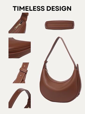 Shoulder Purses for Women Leather Crescent Handbag Mini Clutch Purse with Adjustable Strap Zipper Closure in Saudi Arabia