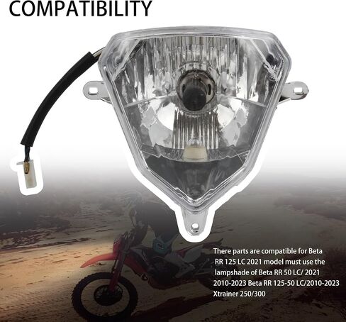 المصابيح الأمامية للدراجات النارية Powermotor ، فتيل ، رأس الدراجة الترابية ، مصباح هالوجين ، فتيل فاتح للبيتا RR 125-50 LC 2010-2023 X-Trainer 250/300 Acessories in Saudi Arabia