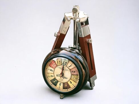 Vintage Wooden Tripod Clock | Antique Nautical Standing Timepiece | Collectible Home & Office Decor | Retro Brass Finish Floor Clock in Saudi Arabia