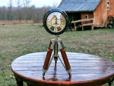 Vintage Wooden Tripod Clock | Antique Nautical Standing Timepiece | Collectible Home & Office Decor | Retro Brass Finish Floor Clock in Saudi Arabia
