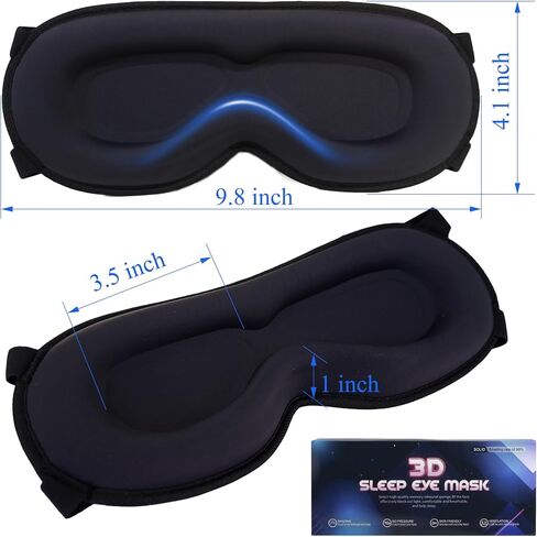 3D Blackout Sleep Mask - Zero Pressure Eye Mask with Double Adjustable Strap, Soft Breathable Lycra Fabric, Perfect for Side Sleepers, Travel, Yoga & Nap - Unisex Design (Black) in Saudi Arabia