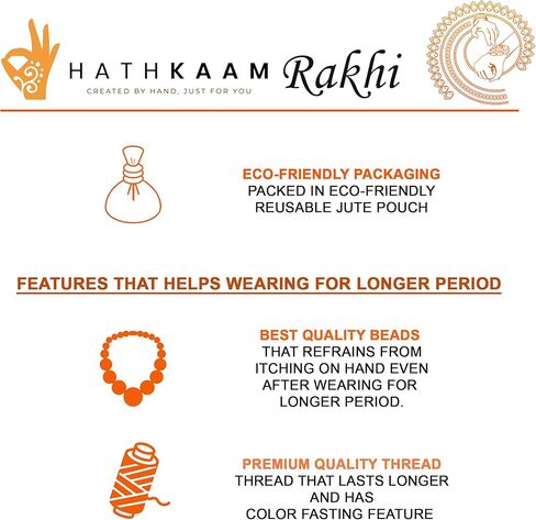 Hathkaam Designer White Rakhi & Lumba Rakhi- مجموعة 2 | سوار شرير حماية العيون التحرير والسرد لأخ/بهاي وبهابهي ، Rakhi المصنوعة يدويًا لـ Raksha Bandhan (HKRL031) in Kuwait