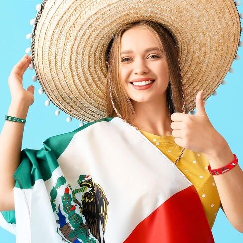 48 PCS Viva Mexico Silicone Bracelets Bulk Mexican Independence Day Decortations 16 September Supplies for Dia de la Independencia in Saudi Arabia