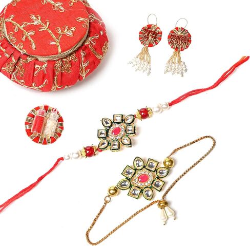 IGH 2 Rakhi for Brother & Bhabhi Couple Lumba for Bhai, Sister in Law, Bro Rakhi Threads on Rakshabandhan Designer Rakhee Bracelet in Saudi Arabia