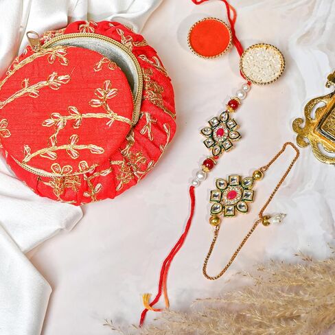 IGH 2 Rakhi for Brother & Bhabhi Couple Lumba for Bhai, Sister in Law, Bro Rakhi Threads on Rakshabandhan Designer Rakhee Bracelet in Saudi Arabia