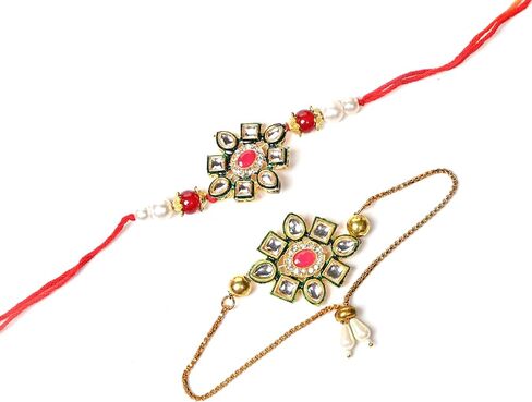 IGH 2 Rakhi for Brother & Bhabhi Couple Lumba for Bhai, Sister in Law, Bro Rakhi Threads on Rakshabandhan Designer Rakhee Bracelet in Saudi Arabia