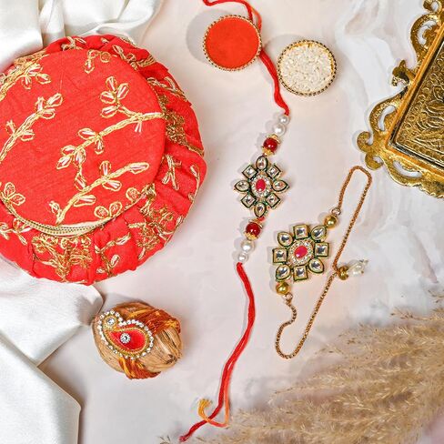 IGH 2 Rakhi for Brother & Bhabhi Couple Lumba for Bhai, Sister in Law, Bro Rakhi Threads on Rakshabandhan Designer Rakhee Bracelet in Saudi Arabia