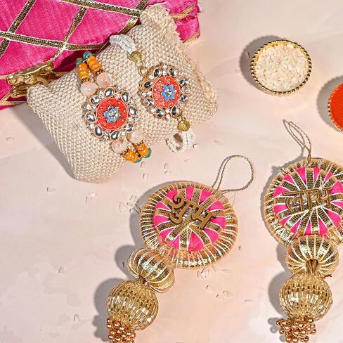 IGH 2 Rakhi for Brother & Bhabhi Couple Lumba for Bhai, Sister in Law, Bro Rakhi Threads on Rakshabandhan Designer Rakhee Bracelet in Saudi Arabia