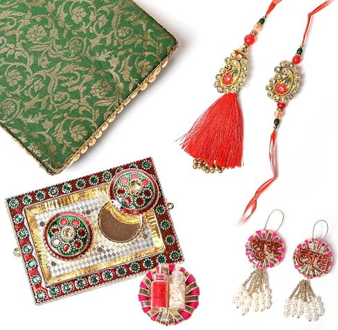 IGH 2 Rakhi for Brother & Bhabhi Couple Lumba for Bhai, Sister in Law, Bro Rakhi Threads on Rakshabandhan Designer Rakhee Bracelet in Saudi Arabia