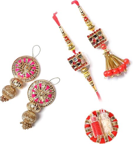 IGH 2 Rakhi for Brother & Bhabhi Couple Lumba for Bhai, Sister in Law, Bro Rakhi Threads on Rakshabandhan Designer Rakhee Bracelet in Saudi Arabia