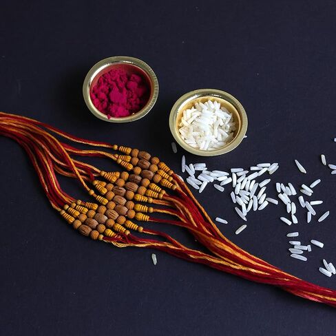 Crafty Creations presents Traditional Designer Rakhi for Brother on Raksha Bandhan gifting (Set Of 12 Chandan Rakhi) in Saudi Arabia