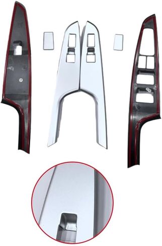Car Door Window Switch Panel Handle Cover Trim Carbon Fiber/Chrome for Hyundai Tucson 2015 2016 2017(Carbon Fiber Look Finish) in Saudi Arabia