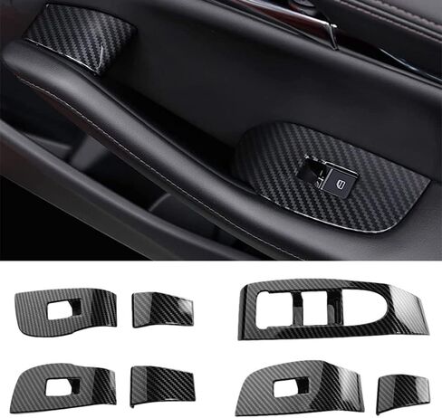 Car Window Control Lift Switch Panel Cover Trim Carbon Fiber for Mazda 3 CX-30 2024 2023 2022 2021 2020 Decoration Accessories in Saudi Arabia