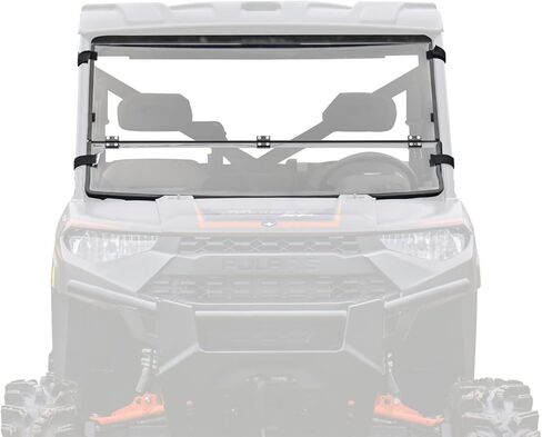 Superatv Scratch Resistant Flip أسفل الزجاج الأمامي الأمامي لـ Polaris Ranger (انظر التركيب) | الولايات المتحدة صنعت | مصنوعة من 1/4 € polycarbonate- 250x أقوى من الزجاج | يمكن إغلاقها أو تنفيسها أو فتحها بالكامل in Saudi Arabia