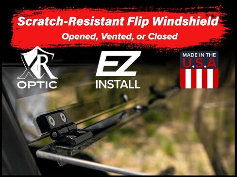 Superatv Heavy Duty Fluck Flip Hindshield لعام 2018+ John Deere Gator XUV 835E ، 835 مترًا ، مصنوع من 1/4 بوصة من البولي الكربوني السميك الذي يبلغ 250X أقوى من الزجاج ، الولايات المتحدة الأمريكية المصنوعة in Saudi Arabia