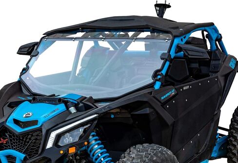 SuperATV Heavy Duty Clear Standard Full Windshield for Can Am Maverick X3 (See Fitment) | For use with Intrusion Bar | 1/4" Thick Polycarbonate that is 250X Stronger than Glass | USA Made in Saudi Arabia