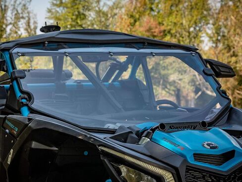 SuperATV Heavy Duty Clear Standard Full Windshield for Can Am Maverick X3 (See Fitment) | For use with Intrusion Bar | 1/4" Thick Polycarbonate that is 250X Stronger than Glass | USA Made in Saudi Arabia