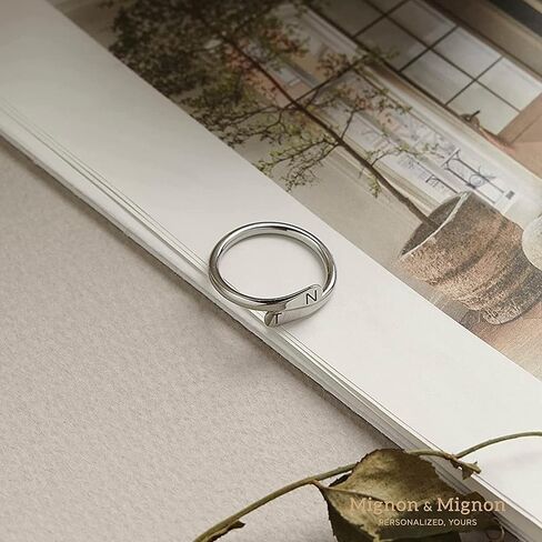 MignonandMignon Personalized Wrap Ring Custom Engraved Double Name or Date Ring for Women or Men, Stackable Pinky Rings, Couples Jewelry, Promise Ring for Her– RWR in Kuwait