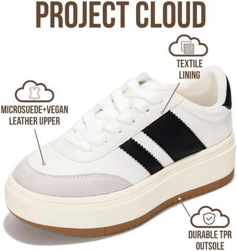 Project Cloud Platform Girls Sneakers - Lightweight Memory Foam Insole Lace-up Kids Shoes with Trendy Styles - Non-Slip Fashion Platform Boys and Girls Shoes (Little Nita) in Saudi Arabia