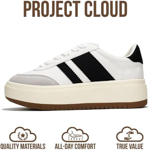 Project Cloud Platform Girls Sneakers - Lightweight Memory Foam Insole Lace-up Kids Shoes with Trendy Styles - Non-Slip Fashion Platform Boys and Girls Shoes (Little Nita) in Saudi Arabia