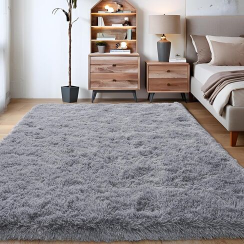 KING DARE Area Rugs for Bedroom 4x6 Black Rug, Soft Fluffy Plush Carpet Fuzzy Shaggy Furry Comfy Washable Non-Slip Modern Floor Rug for Living Room Dorm Playroom Aesthetic Indoor Decor in Saudi Arabia