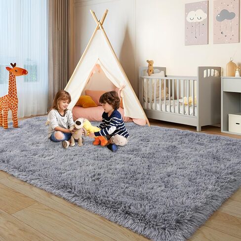 KING DARE Area Rugs for Bedroom 4x6 Black Rug, Soft Fluffy Plush Carpet Fuzzy Shaggy Furry Comfy Washable Non-Slip Modern Floor Rug for Living Room Dorm Playroom Aesthetic Indoor Decor in Saudi Arabia