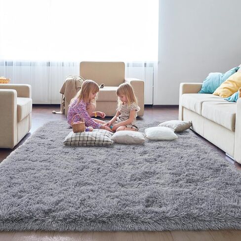 KING DARE Area Rugs for Bedroom 4x6 Black Rug, Soft Fluffy Plush Carpet Fuzzy Shaggy Furry Comfy Washable Non-Slip Modern Floor Rug for Living Room Dorm Playroom Aesthetic Indoor Decor in Saudi Arabia