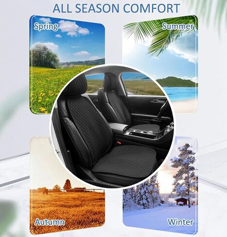 Car Seat Covers, 2 Pack Linen Front Seat Covers for Car, Non-Slip Soft Breathable Front Car Seat Protector Universal Fit Most Automotive, Van, SUV, Trucks (2Pack Light Grey) in Saudi Arabia