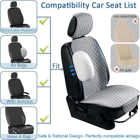 Car Seat Covers, 2 Pack Linen Front Seat Covers for Car, Non-Slip Soft Breathable Front Car Seat Protector Universal Fit Most Automotive, Van, SUV, Trucks (2Pack Light Grey) in Saudi Arabia