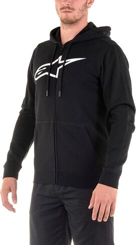 ALPINESTARS Men's Logo Full Zip Hoodie Modern fit, Ageless ii Fleece Black/White, XL in Saudi Arabia
