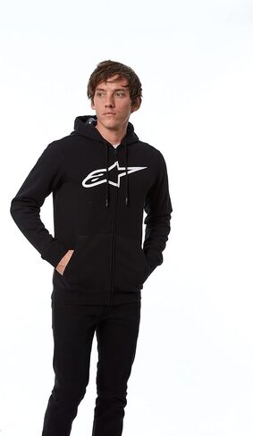 ALPINESTARS Men's Logo Full Zip Hoodie Modern fit, Ageless ii Fleece Black/White, XL in Saudi Arabia
