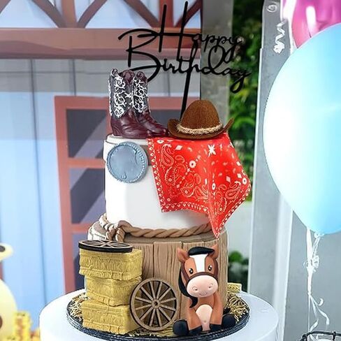 Cowboy Cake Decorations Cowboy Hat and Boot Cake Toppers Western Cowboy Cowgirl Birthday Baby Shower for Western Theme Party Favors Supplies (Brown) in Saudi Arabia