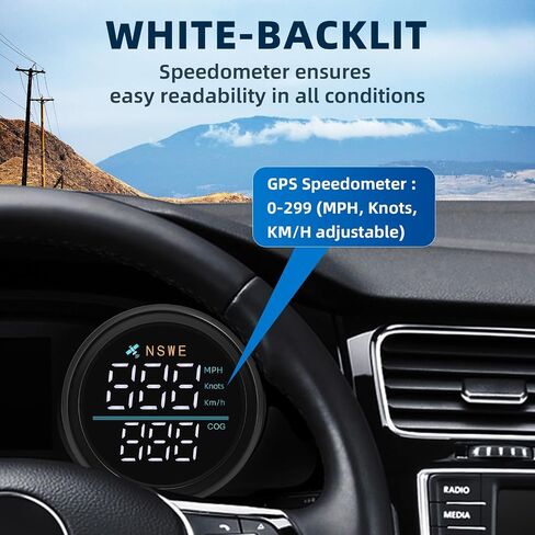 GPS Speedometer MPH KMH Knots with Antenna White Light NSWE Digital GPS Speed 52mm 2-1/6" AUTO Gauge for Universal Car Boat 12V/24V in Kuwait