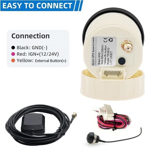 GPS Speedometer MPH KMH Knots with Antenna White Light NSWE Digital GPS Speed 52mm 2-1/6" AUTO Gauge for Universal Car Boat 12V/24V in Kuwait