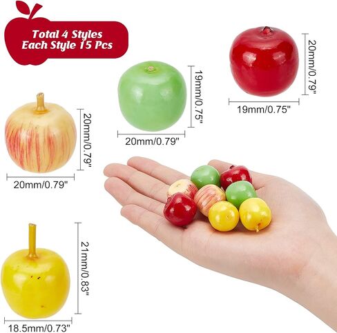 CHGCRAFT 60Pcs 4 Styles Foam Fruit Artificial Mini Apple, Fake Apple for Home Kitchen Photography Party Decoration, 19-21mm in Saudi Arabia