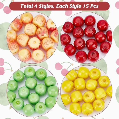 CHGCRAFT 60Pcs 4 Styles Foam Fruit Artificial Mini Apple, Fake Apple for Home Kitchen Photography Party Decoration, 19-21mm in Saudi Arabia