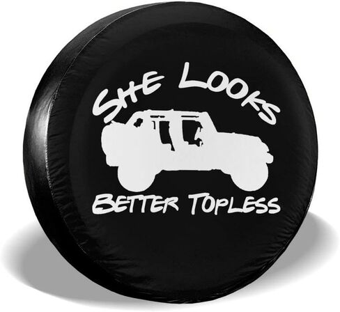 Spare Tire Covers She Looks Better Topless Universal Waterproof Sun Protector Dust - Proof Wheel Covers for Jeep, Trailer, RV, SUV, Truck, Camper and Other Vehicle 14 15 16 17 Inch in Saudi Arabia