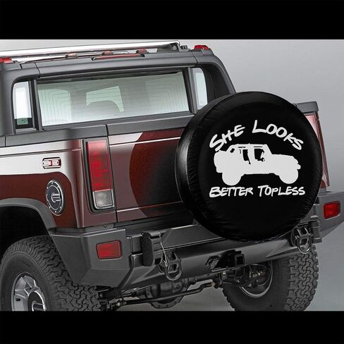 Spare Tire Covers She Looks Better Topless Universal Waterproof Sun Protector Dust - Proof Wheel Covers for Jeep, Trailer, RV, SUV, Truck, Camper and Other Vehicle 14 15 16 17 Inch in Saudi Arabia